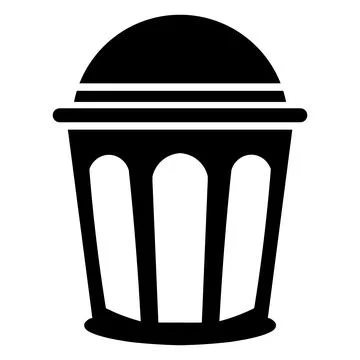 Dustbin black vector icon on white background Stock Illustration