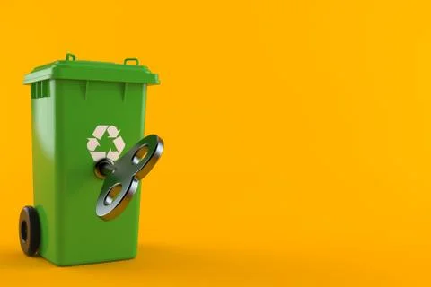 Dustbin with clockwork key Illustrazione stock