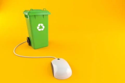 Dustbin with computer mouse Illustrazione stock