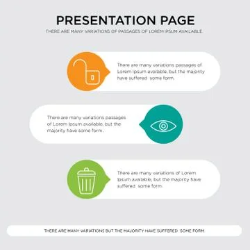 Dustbin, Eye, Unlocked padlock presentation Stock-Illustration