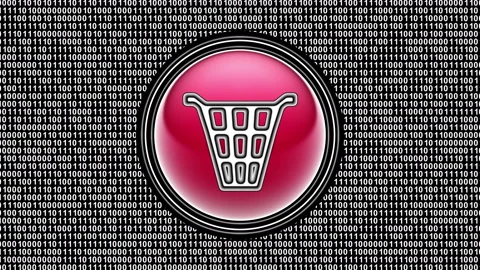 Dustbin icon. Binary code ( array of bits ) in the screen. Looping footage. Stock Footage 123845391
