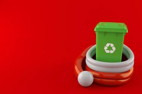 Dustbin inside santa hat Stock Illustration