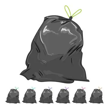Dustbin trash bag cartoon vector graphic Stock Illustration
