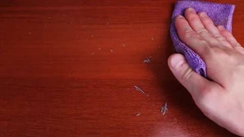 Dusting with a damp cloth. Wipe off dust. Cleaning the closet,furniture Stock Footage 280441096