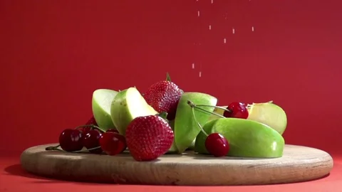 Dusting powdered sugar over fresh fruit. Stock Footage