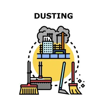 Dusting process concept with cleaning tools Stock Illustration