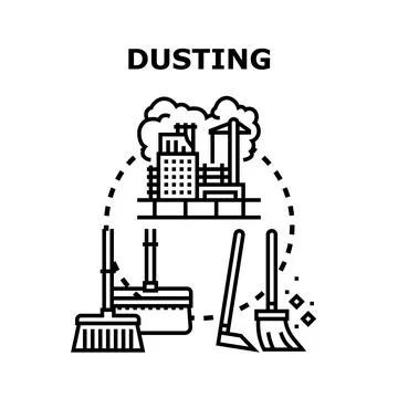 Dusting process concept with cleaning tools Stock Illustration