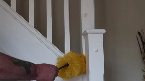 Dusting staircase Video stock 131369601