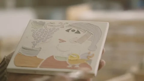 Dusting tiles with a brush Stock Footage 87131614