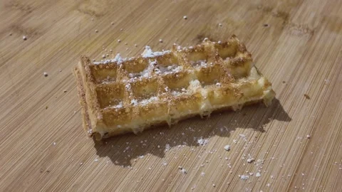 Dusting a Waffle with Powdered Sugar 스톡 동영상 347907780