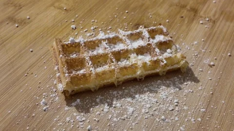 Dusting a Waffle with Powdered Sugar Stock-Footage 347907809