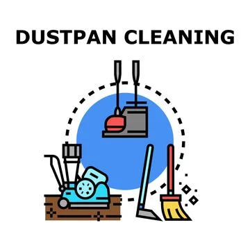 Dustpan cleaning tools maintaining home hygiene vector concept Illustrazione stock