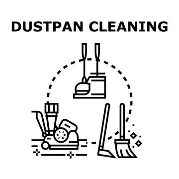 Dustpan cleaning tools maintaining home hygiene vector concept Illustrazione stock