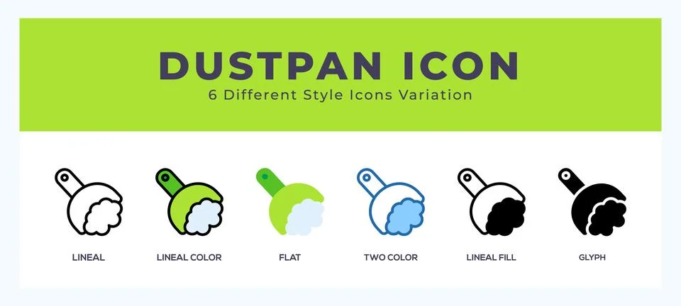 Dustpan icon illustration vector with different styles Illustrazione stock
