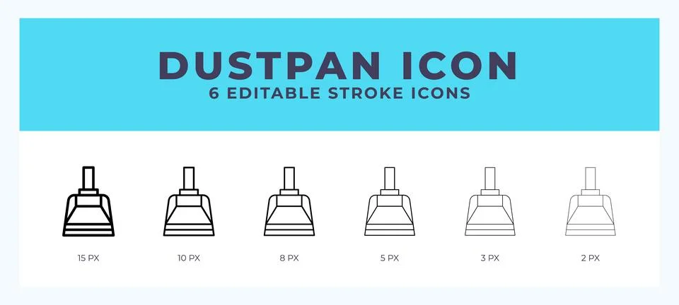 Dustpan icon set with different stroke. Vector illustration with editable s.. Stock Illustration