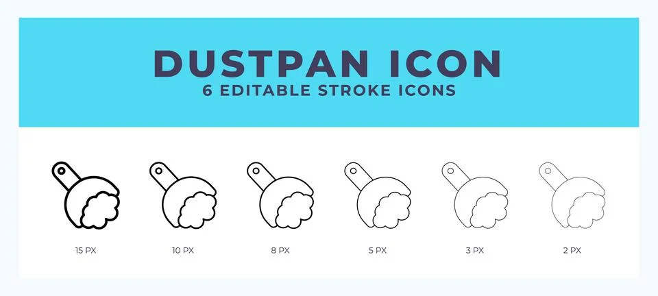 Dustpan icon set with different stroke. Design elements for logo. Vector il.. Stock Illustration
