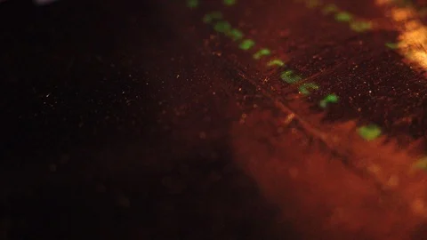 Dusty and old computer screen display with running source code Stock Footage 111436992