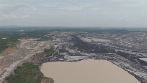 Dusty and polluting coal mining Stock Footage 332720123
