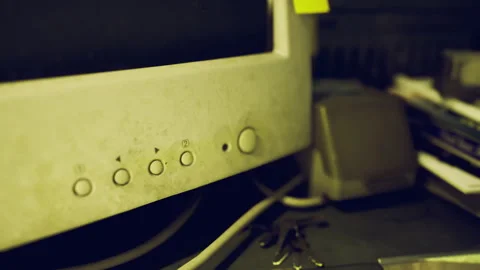Dusty archival area filled with outdated devices and disorganized boxes Stock Footage 339630646