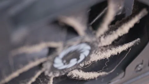 Dusty computer cooling fan full of dust and dirt Stock Footage 348132507