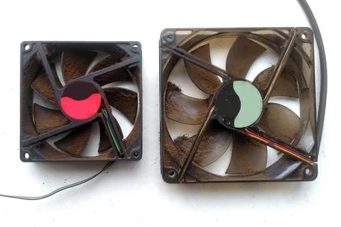 Dusty computer fans on a white Stock Photos