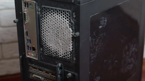 Dusty desktop computer case needing cleaning Stock Footage 332172732