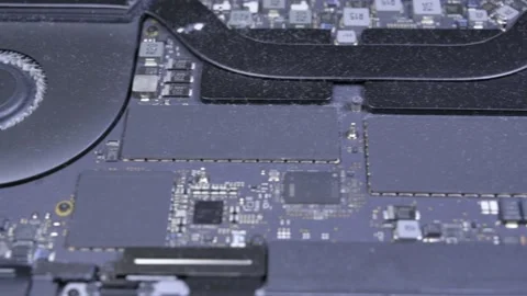 Dusty interior of a Macbook Pro laptop. Stock Footage 238908412