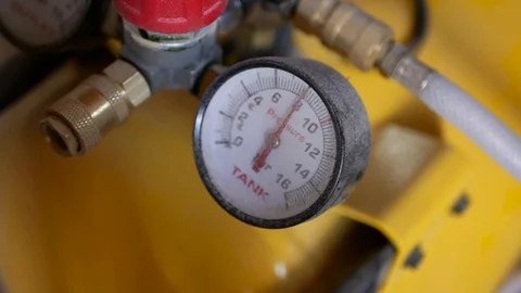 Dusty manometer on air compressor Stock Footage 111062314
