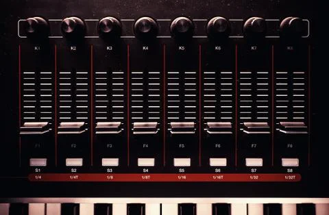 Dusty Midi Controller Knobs Stock-Fotos