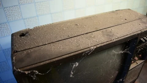 Dusty old TV, the upper part Stock Footage 138154678