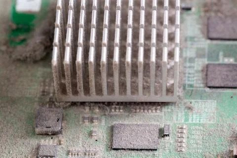 Dusty pc electronic hardware closeup with selective focus and blur Фото