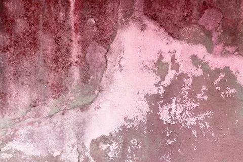 Dusty peeling paint wall background, concrete old wall with stains and cracks Stock Photos