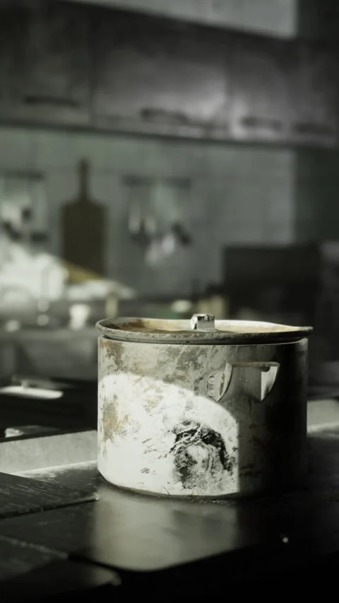 Dusty pot on a rustic table in soft afternoon light Stock Footage 332202120