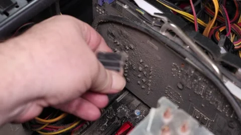 Dusty surfaces of computer elements, close-up Stock Footage 304724154