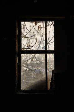 Dusty window frame Stock-Fotos