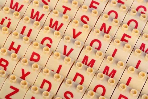 A dutch angle shot of children designer letter game for learning the English  Stock Photos