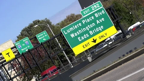 Dutch angle shot of downtown St. Louis Stock Footage 81562384