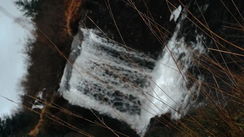 Dutch angle shot of waterfall Stock Footage 106018082