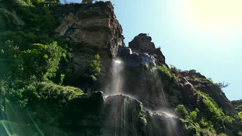 Dutch angle of a waterfall Stock Footage 240924891