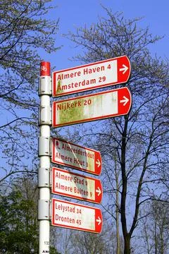 Dutch ANWB bicycle direction signs Stock Photos