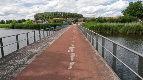 Dutch Bridge Biking Bliss Video stock 201437411