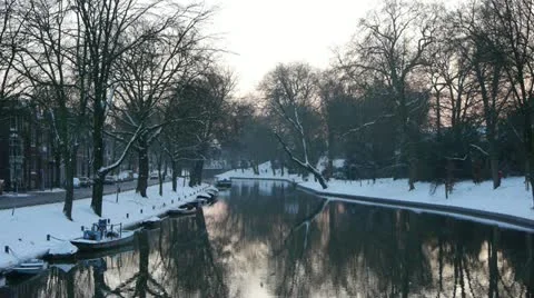 Dutch canal in winter Stock Footage 21220524