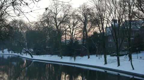 Dutch canal in winter Stock Footage 21228908