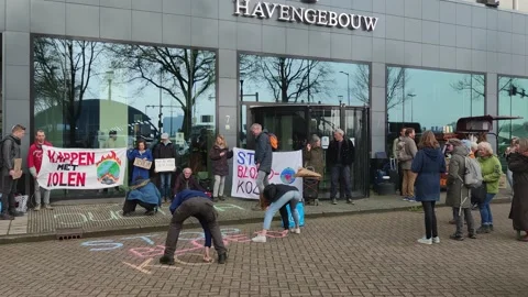 Dutch climate activists protesting against coal mining Stock Footage 239070662