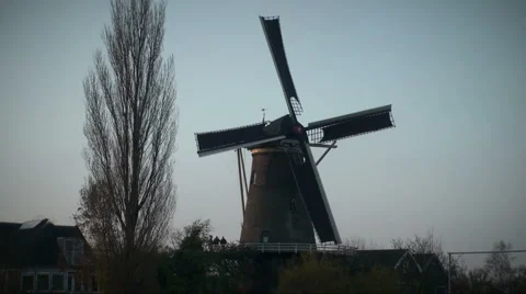 Dutch Corn-Mill Stock Footage