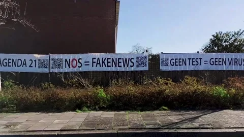 Dutch Corona Protest banners Stock Footage 237610134