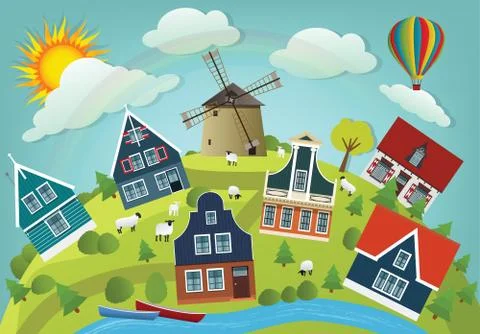 Dutch countryside Stock Illustration