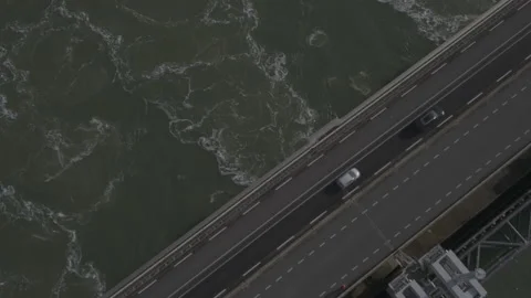 Dutch Delta works Eastern Scheldt storm surge barrier. Stock Footage 220356083