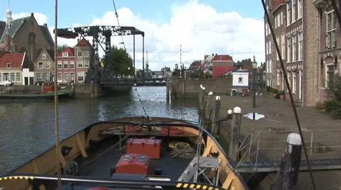 Dutch dock with tug Stock Footage 20488060