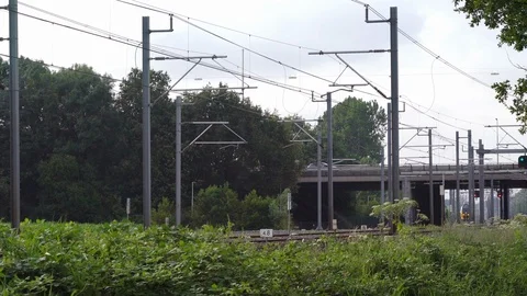 Dutch Double Decker train passing Видео 112360888